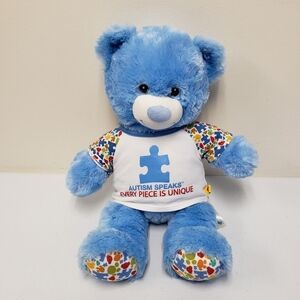 Build a Bear 17" Blue Autism Speaks Bear with Puzzle Shirt Stuffed Animal Plush